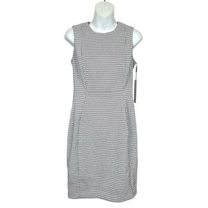 NWT Calvin Klein White Black Diamond Print Sheath Pencil Dress Business 6P